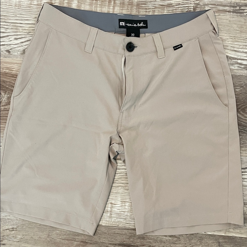 Travis Mathew Beige Flat Front Shorts